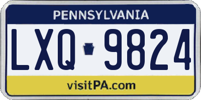PA license plate LXQ9824
