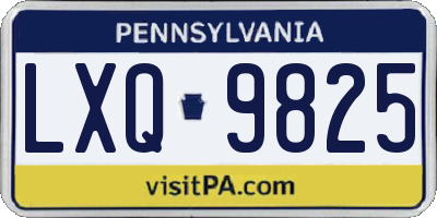 PA license plate LXQ9825