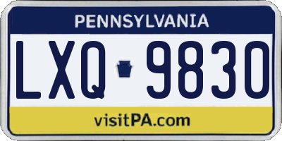 PA license plate LXQ9830