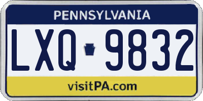 PA license plate LXQ9832