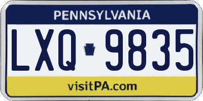 PA license plate LXQ9835
