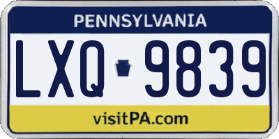 PA license plate LXQ9839