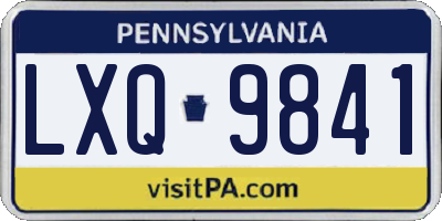 PA license plate LXQ9841