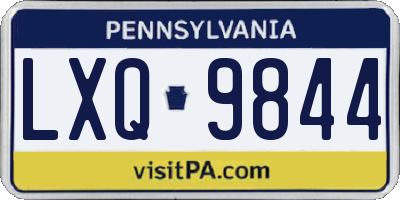 PA license plate LXQ9844