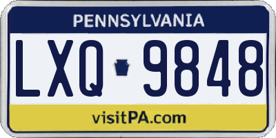 PA license plate LXQ9848