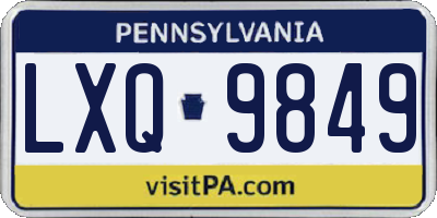 PA license plate LXQ9849