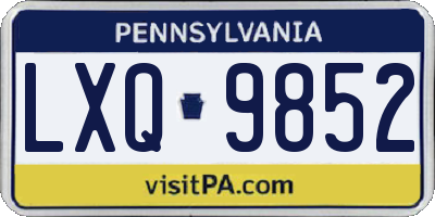 PA license plate LXQ9852