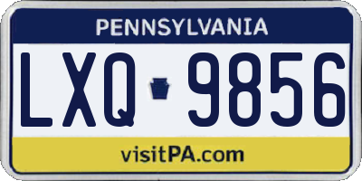 PA license plate LXQ9856