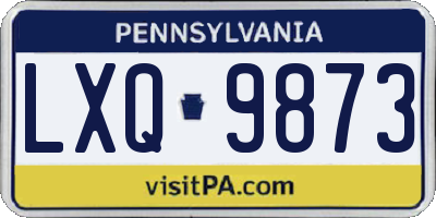 PA license plate LXQ9873