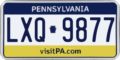 PA license plate LXQ9877