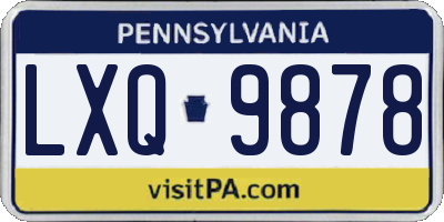 PA license plate LXQ9878