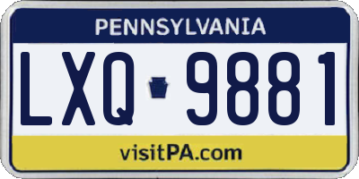 PA license plate LXQ9881