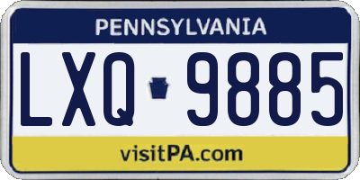 PA license plate LXQ9885