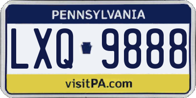 PA license plate LXQ9888