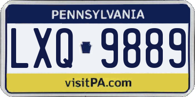 PA license plate LXQ9889