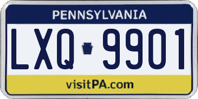 PA license plate LXQ9901