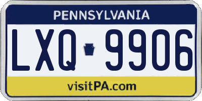 PA license plate LXQ9906