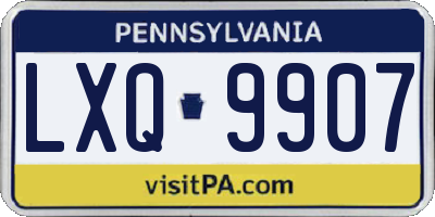 PA license plate LXQ9907