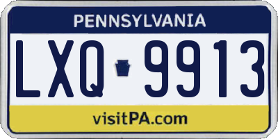 PA license plate LXQ9913