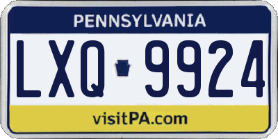 PA license plate LXQ9924