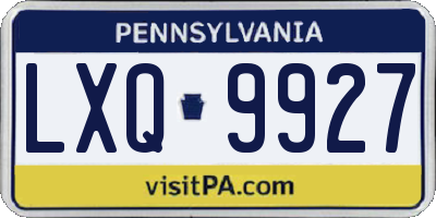 PA license plate LXQ9927