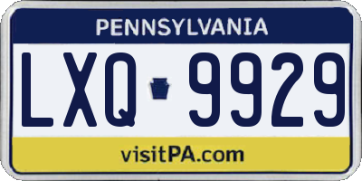PA license plate LXQ9929