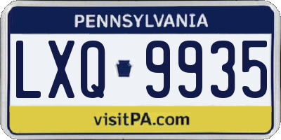 PA license plate LXQ9935