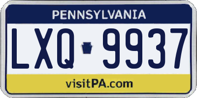 PA license plate LXQ9937