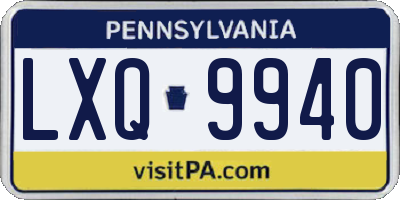 PA license plate LXQ9940