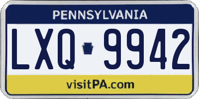 PA license plate LXQ9942