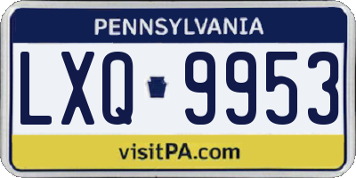 PA license plate LXQ9953