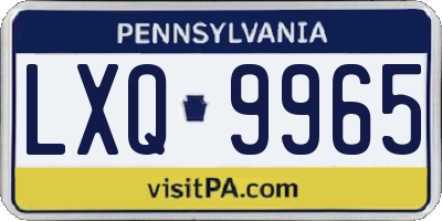 PA license plate LXQ9965
