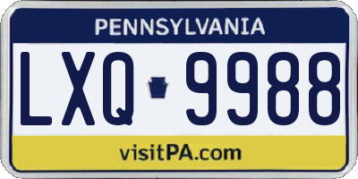 PA license plate LXQ9988