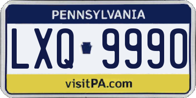 PA license plate LXQ9990