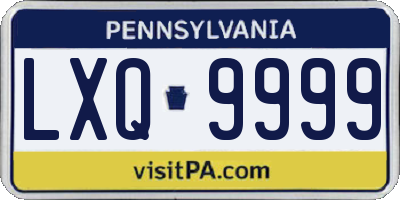 PA license plate LXQ9999