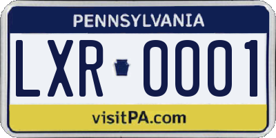PA license plate LXR0001