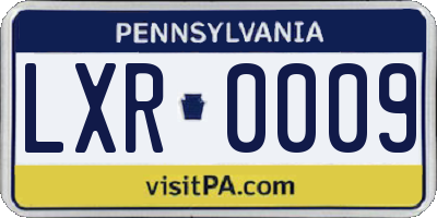 PA license plate LXR0009
