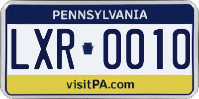 PA license plate LXR0010
