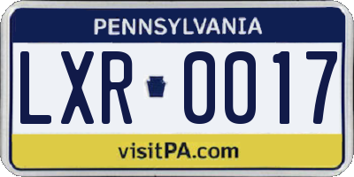 PA license plate LXR0017