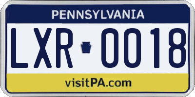 PA license plate LXR0018