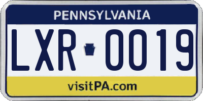 PA license plate LXR0019