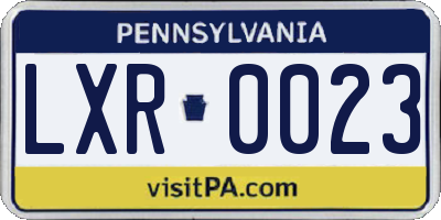 PA license plate LXR0023