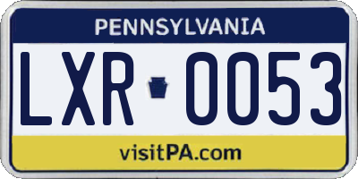 PA license plate LXR0053