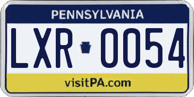 PA license plate LXR0054