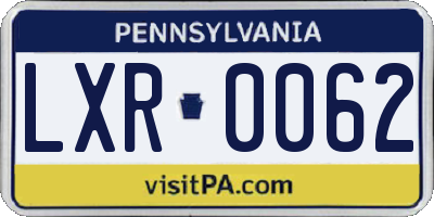 PA license plate LXR0062