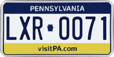 PA license plate LXR0071