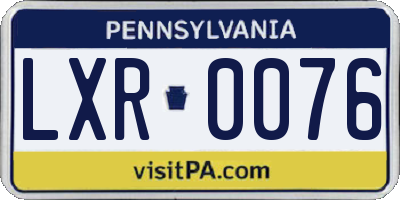 PA license plate LXR0076