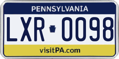 PA license plate LXR0098