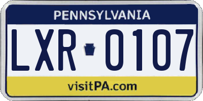 PA license plate LXR0107