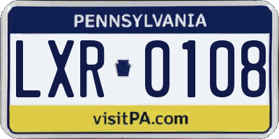 PA license plate LXR0108